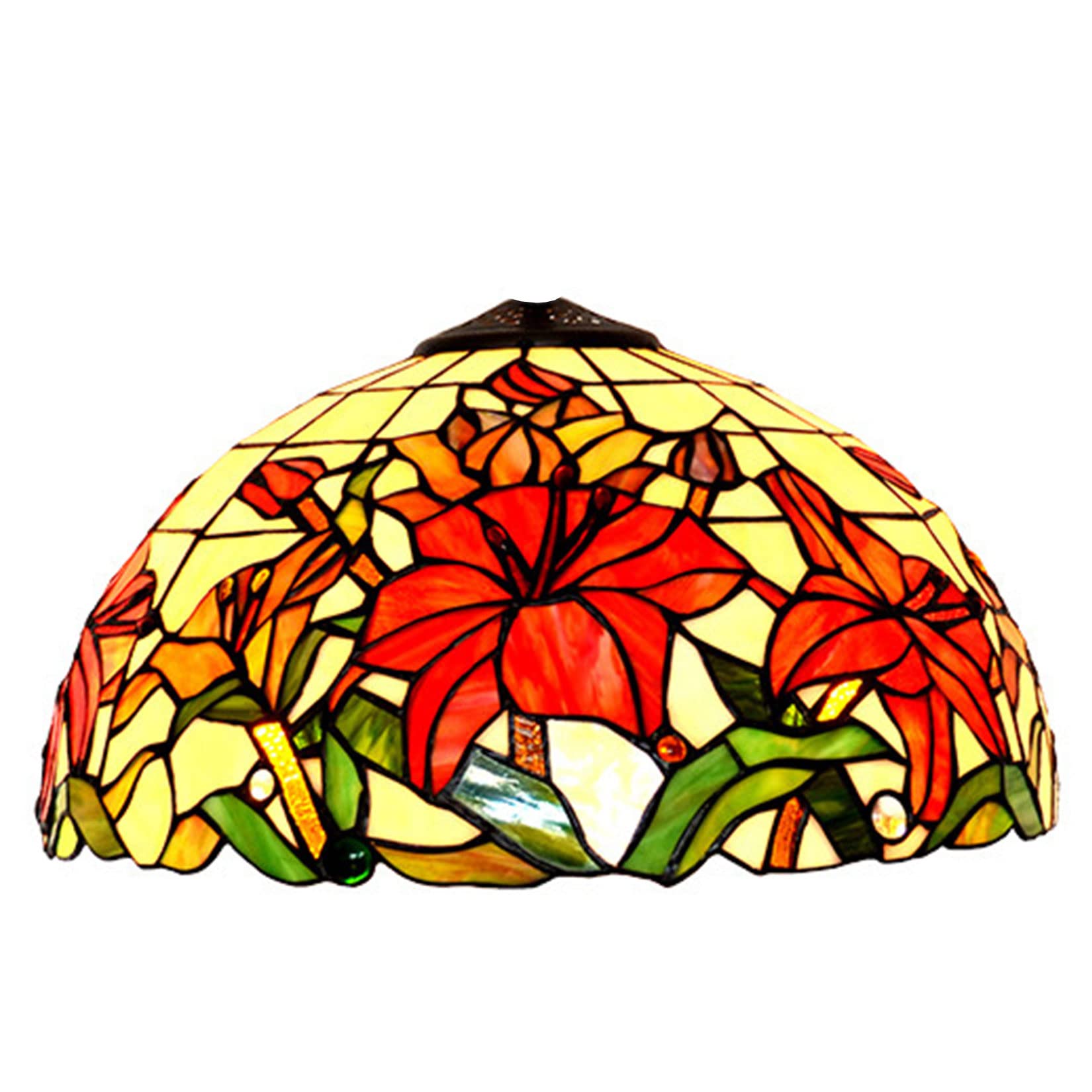 SaryEdge Stained Glass Lamp Shades Lily Lamp Replacement Shades Tiffany Style Flower Lampshade Cover Accessories for Table Lamps, Pendant Light, Floor Lamp, Desk Lamp, Ceiling Fixture,，16inch