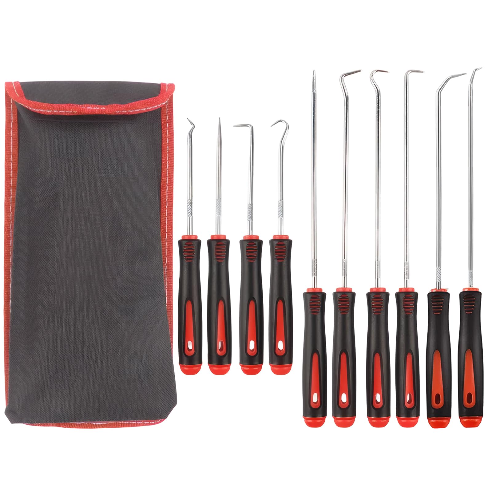 10 Piece Pick and Hook Set, Hook and Pick Set for Automotive, Hook and Pick Set with Storage Bag, Precision Automotive Picks Tools Set for Removing Oil Seals and Seals