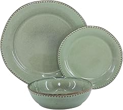 WeHome 6-Person Dinner Set, 18-Piece Set, Colourful Ceramic Rita Model, Modern 3 Sizes, Dishwasher Safe, Microwave Safe (Green)