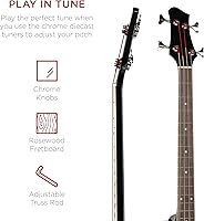 Vista 5 de Bajo electroacústico negro, con construcción de madera sólida y ecualizador