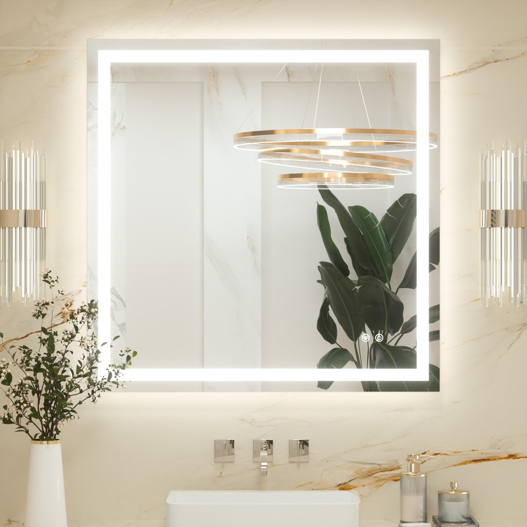 Specchio Da Bagno Illuminato A LED WLRAPSKY - Anti-appannamento, Dimmerabile Con 3 Temperature (3000K/4500K/6000K) - 2