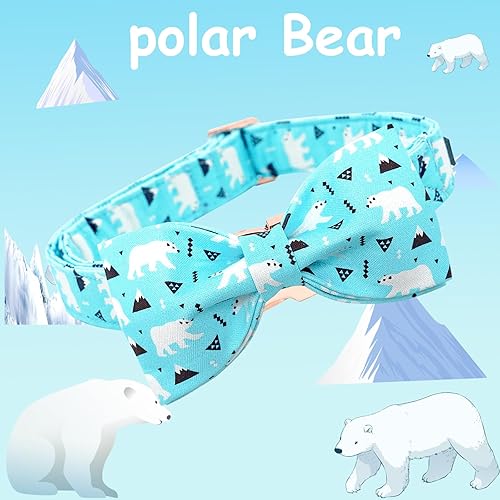 Miniatura 3 de Collar para perro, collar de perro con patrón de oso azul, lindo pajarita, collares suaves para perros con hebilla de metal para perros grandes