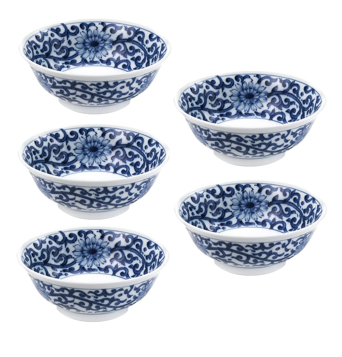 ラーメン鉢 /どんぶり 5セット Amazon.co.jp: 5個セット 染付唐草麺鉢 [ 20.5 x 7.5cm 581g