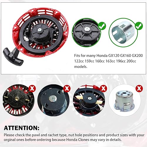 Miniatura 93 de Conjunto de arrancador de retroceso de cuerda Predator 212, reemplazo de Predator 212cc, 5.5HP 6.5HP 7HP, Coleman CT200U BT200X Trail CT200U-EX