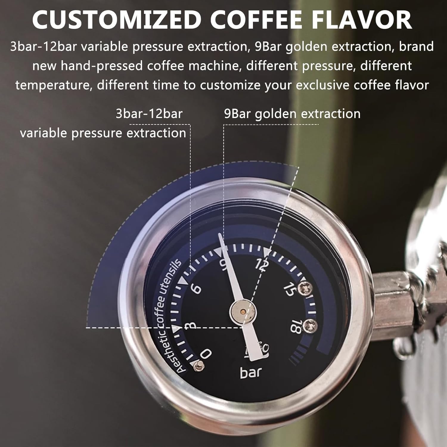 Cafetera portátil de prensa manual, máquina de espresso de palanca manual con cuenco para polvo, presión de extracción de 0 a 12 bares, capacidad de 80 ml para el hogar y exteriores