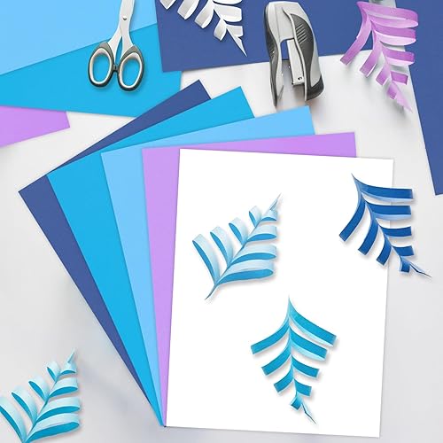 Miniatura 7 de AnyDesign 50 hojas surtidas de tarjetas de Navidad del país de las maravillas de invierno, papel de stock de color azul, morado y blanco, papel de