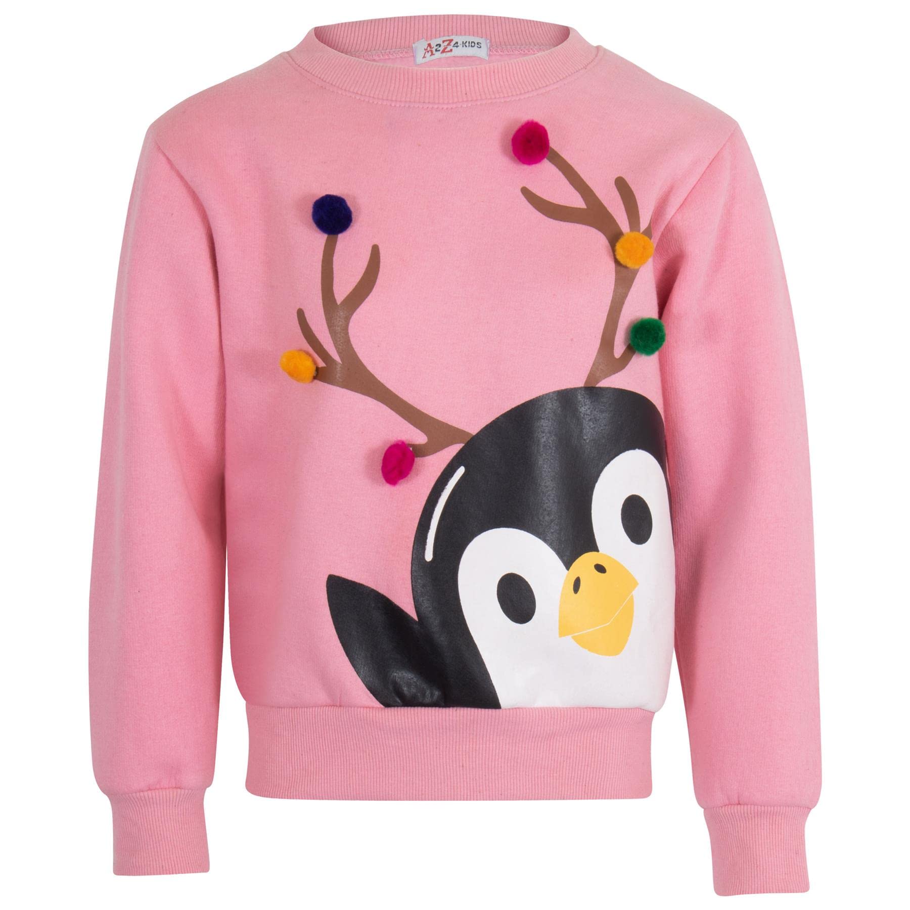 A2Z 4 Kids Dziewczynki Chłopcy Boże Narodzenie Słodki Pingwin Twarz Wygodny Bluza Miękki Polar Okrągły Dekolt Długi Rękaw Boże Narodzenie Koszule Modne Trendy Sweter Dla Unisex Dzieci 2-13 Lata