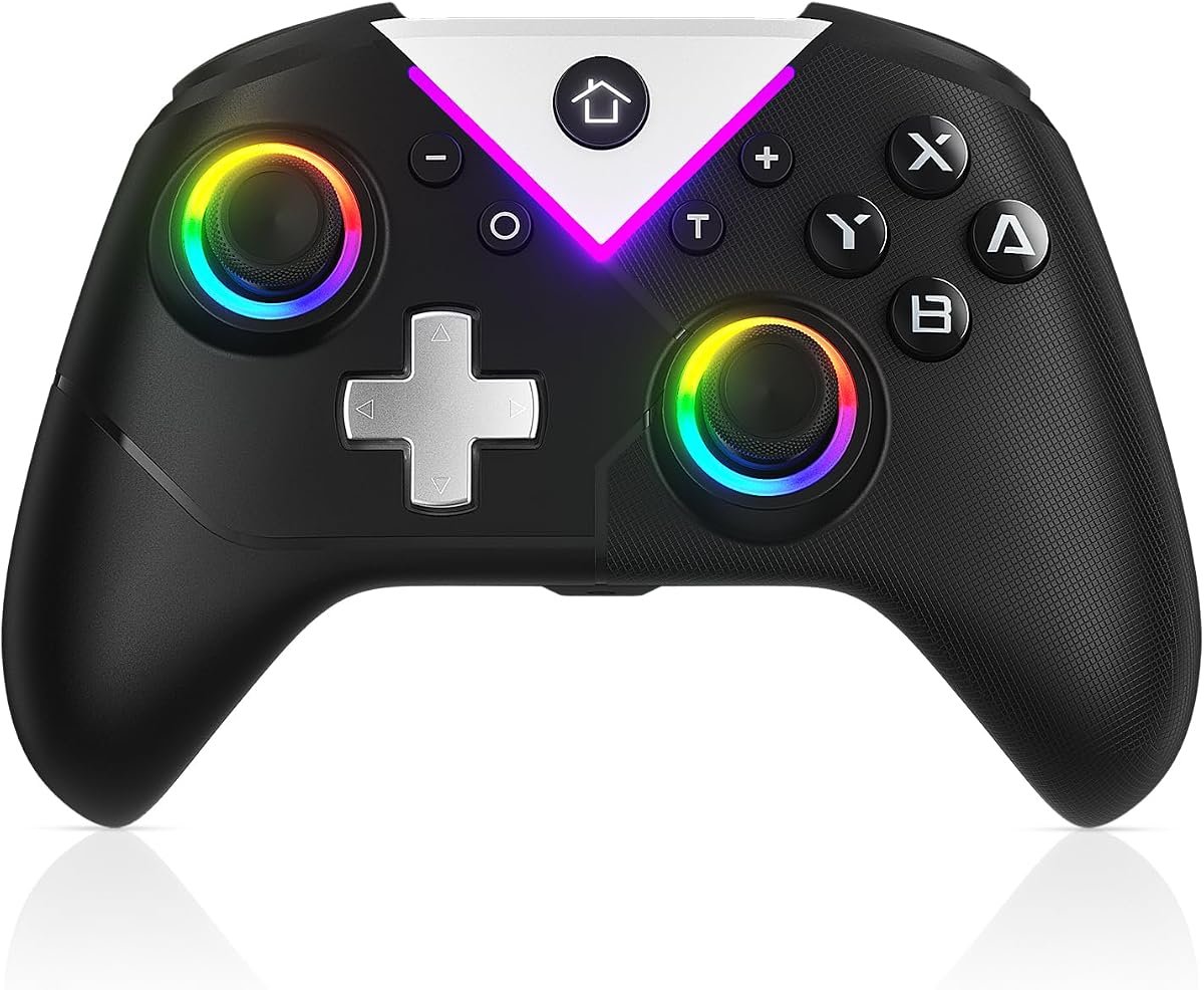 Xexvyrin Wireless Controller for PC, Turbo, Gyro Axis,Dual Vibration(RGB BLACK)