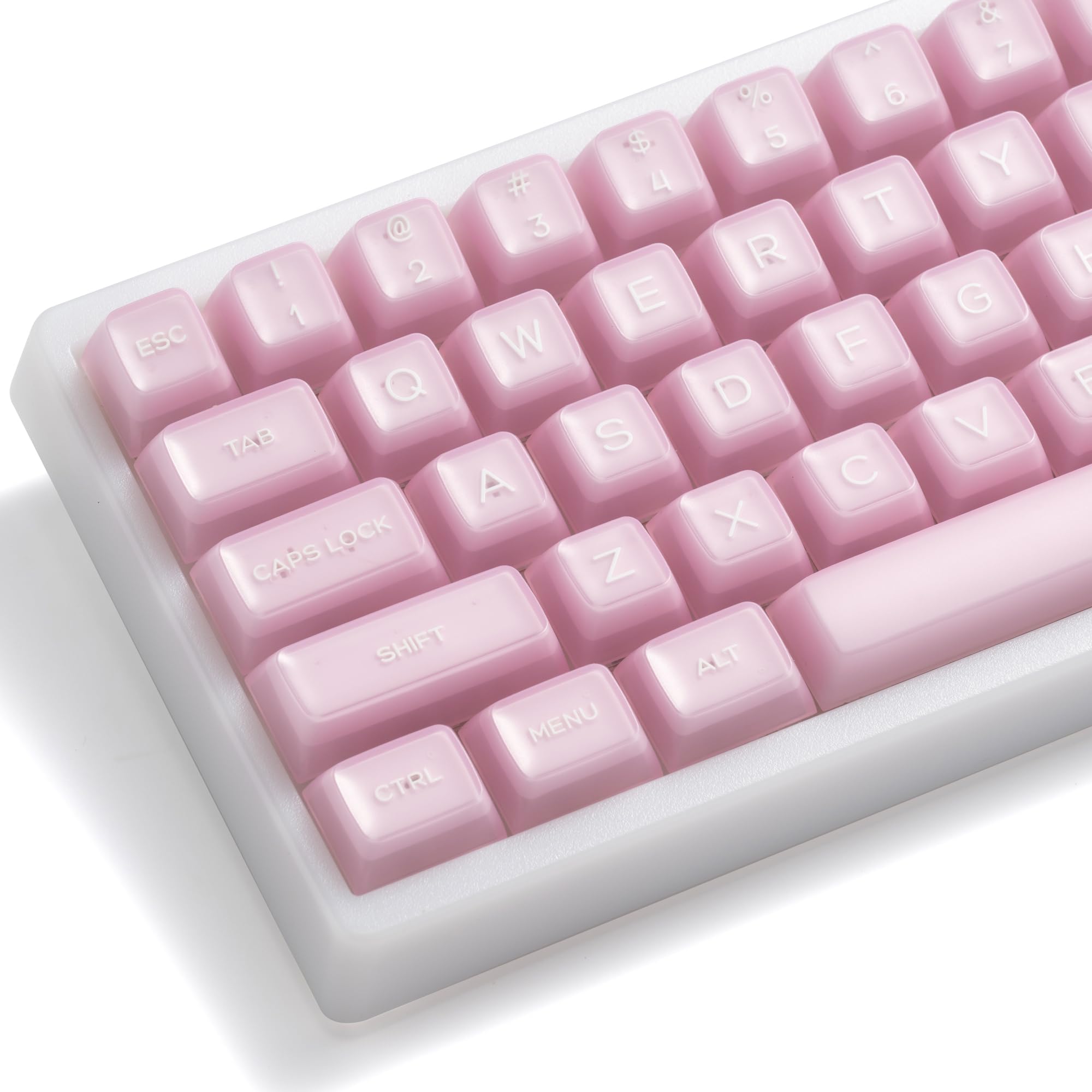 XVX Translucent Pink Keycaps, Double Shot PBT Keycaps, MDA Profile Keyboard Caps 132 Keys, Custom Keycap Set Compatible with 61/64/68/84/87/100/104/108 Gateron Cherry MX Switches Mechanical Keyboard