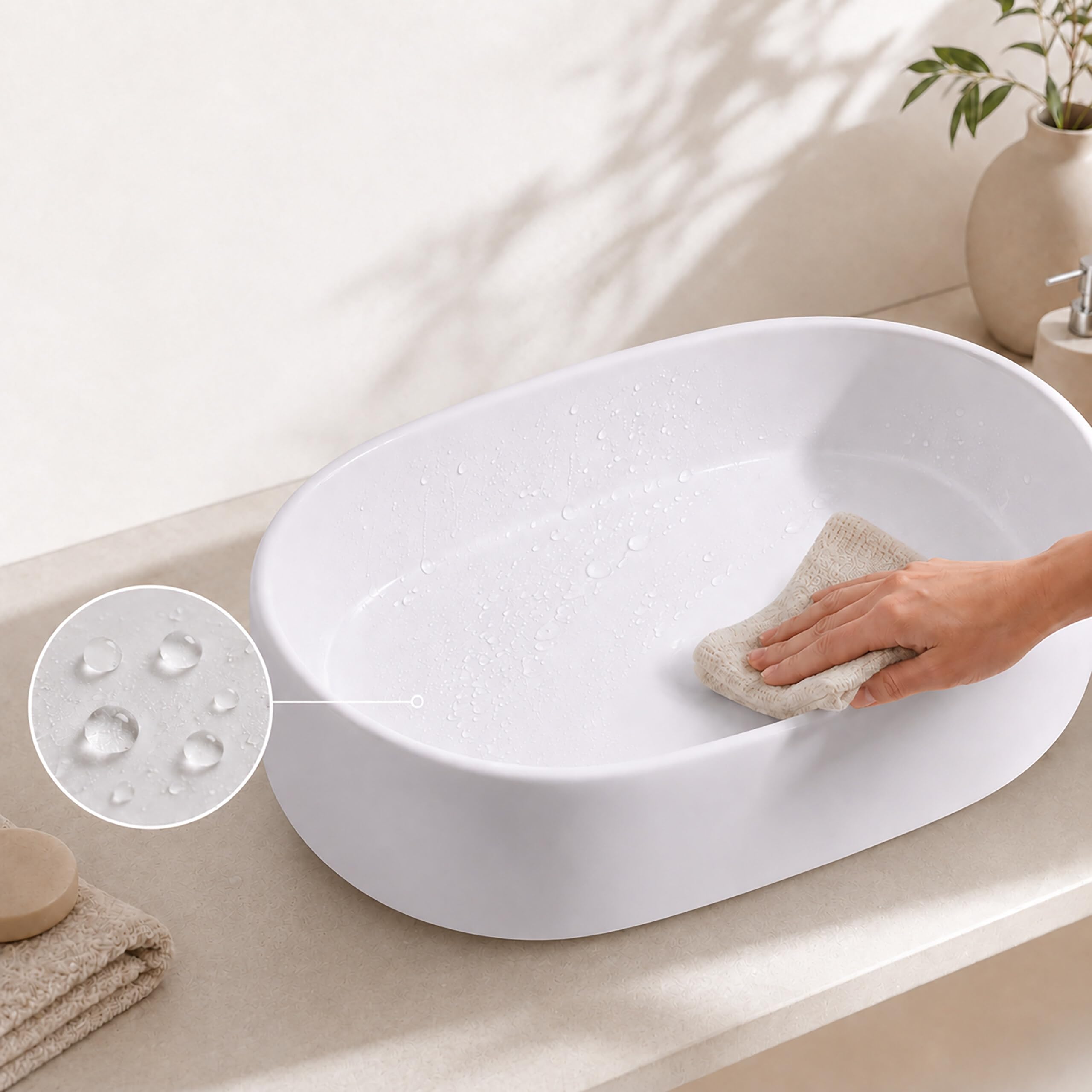 Relaxdays lavabo oval sobre encimera, 14,5 x 55 x 34 cm, blanco