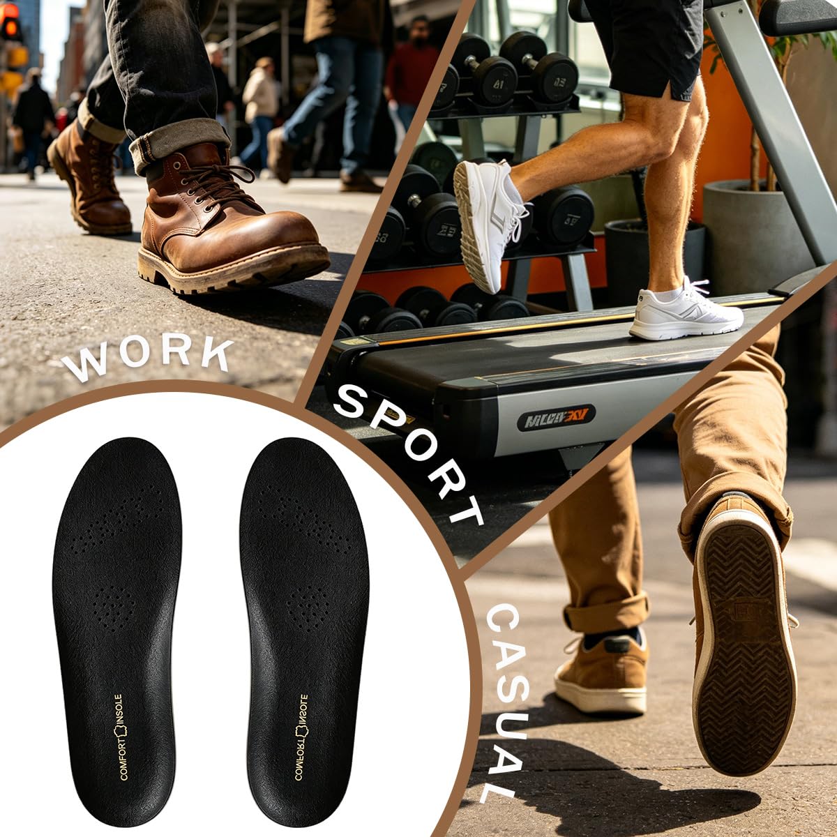 Einlegesohlen Herren Damen Komfort Leder Einlegesohlen mit Latex Sport Schuheinlagen Orthopädische Einlegesohlen Weiche Schuhpolster Atmung Schockdämpfung Antigeruchs Fuß Schmerzlinderung