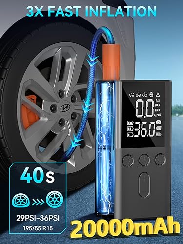 Miniatura 2 de Inflador de neumáticos, compresor de aire portátil, bomba de aire de 20000 mAh para neumáticos de automóvil, bomba de aire eléctrica inalámbrica de