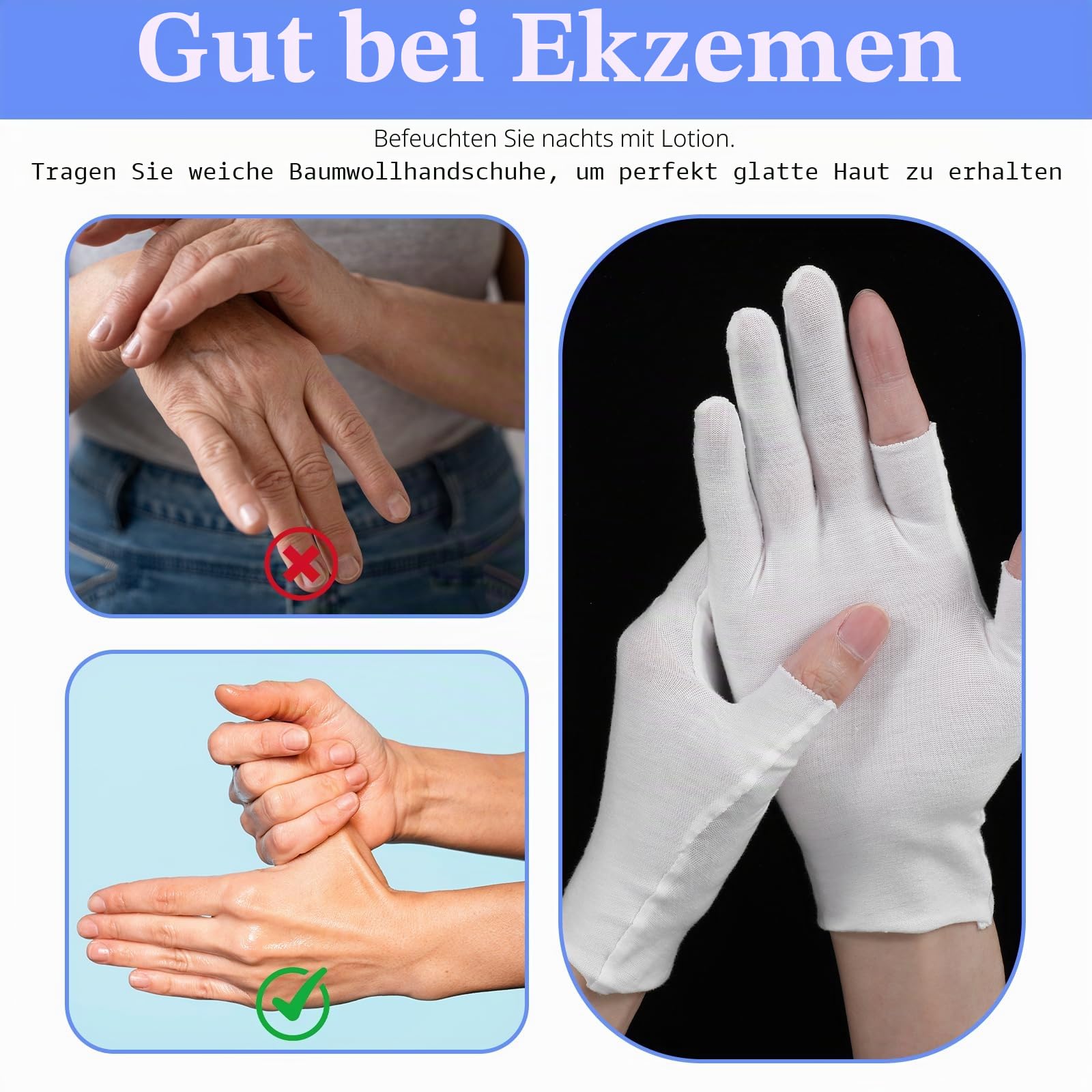 3 Paar Baumwollhandschuhe Weiß,Offene Fingerspitzen Weiße Baumwollhandschuhe Dünne Fingerlose Handschuhe Ohne Finger Fingerlose Schlafhandschuhe Dünne Gloves Baumwollhandschuhen Zum Autofahren Golfen Kosmetik