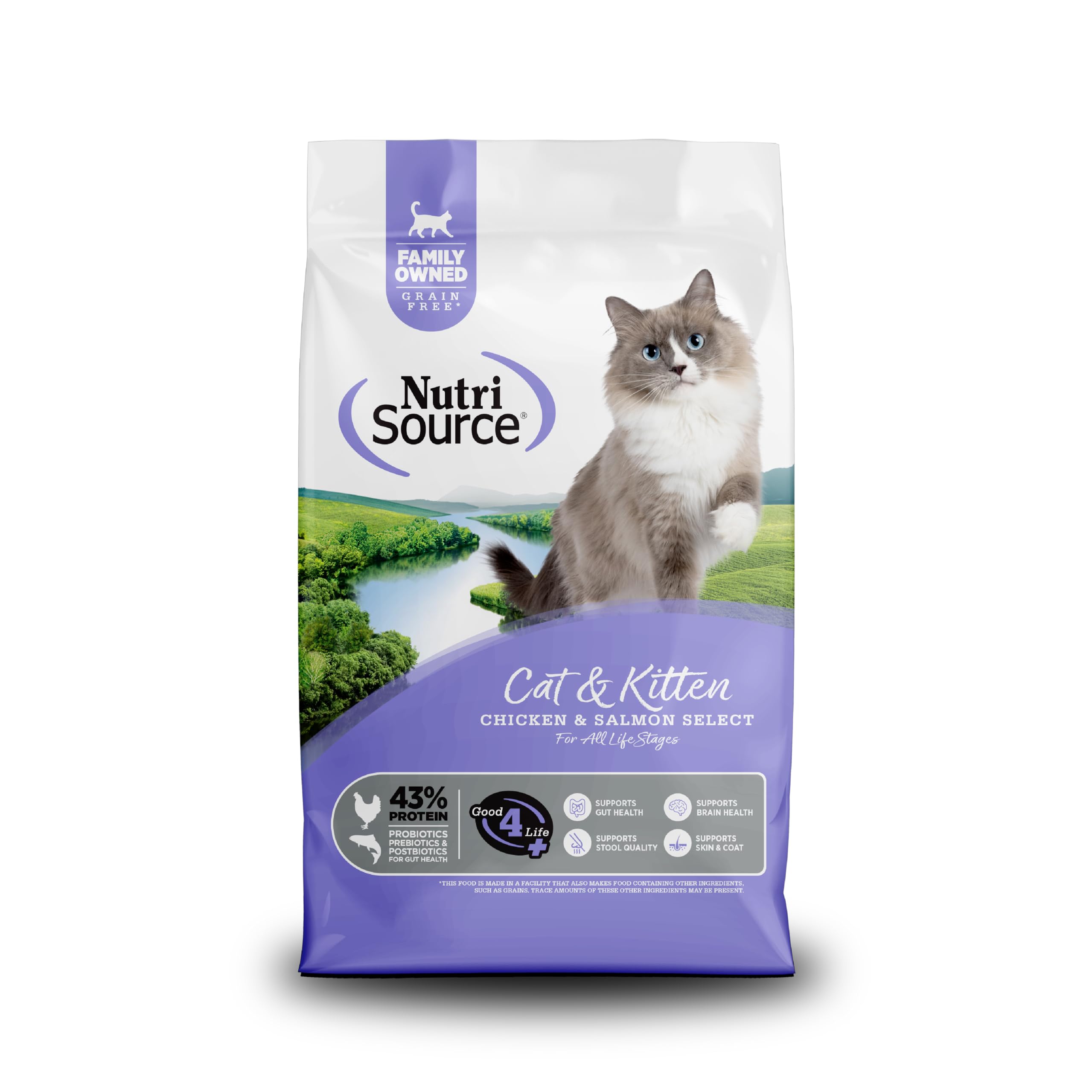 NutriSource Grain Free Cat & Kitten Chicken & Salmon Select, 4LB (Pack of 1) Chicken & Salmon 4 Pound (Pack of 1)