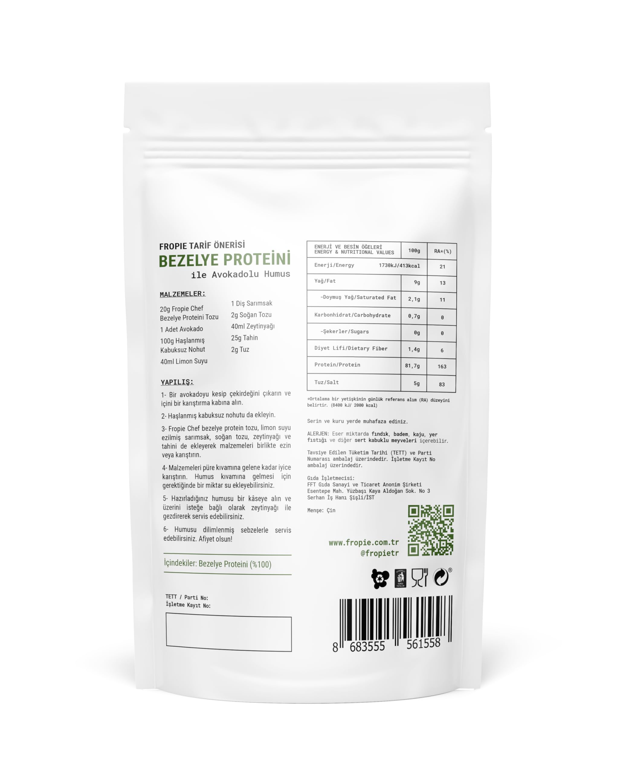 Fropie Chef Bezelye Proteini Tozu 100g