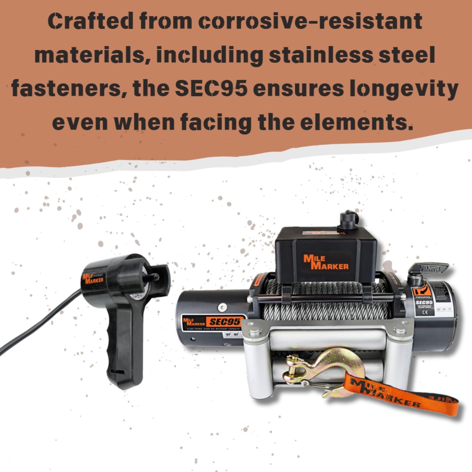 Mile Marker 76-50246BW Winch SEC 95 | 38 x 100 Steel Cable | 9500 lb Pulling Capacity | Reliable Off-Road Performance | 4.9 HP Series Wound Motor product thumbnail 7