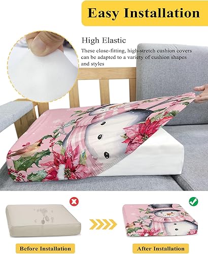 Miniatura 5 de Fundas de cojín para sofá de Navidad con diseño de muñeco de nieve, funda elástica para sofá con parte inferior elástica, fundas de sofá con diseño