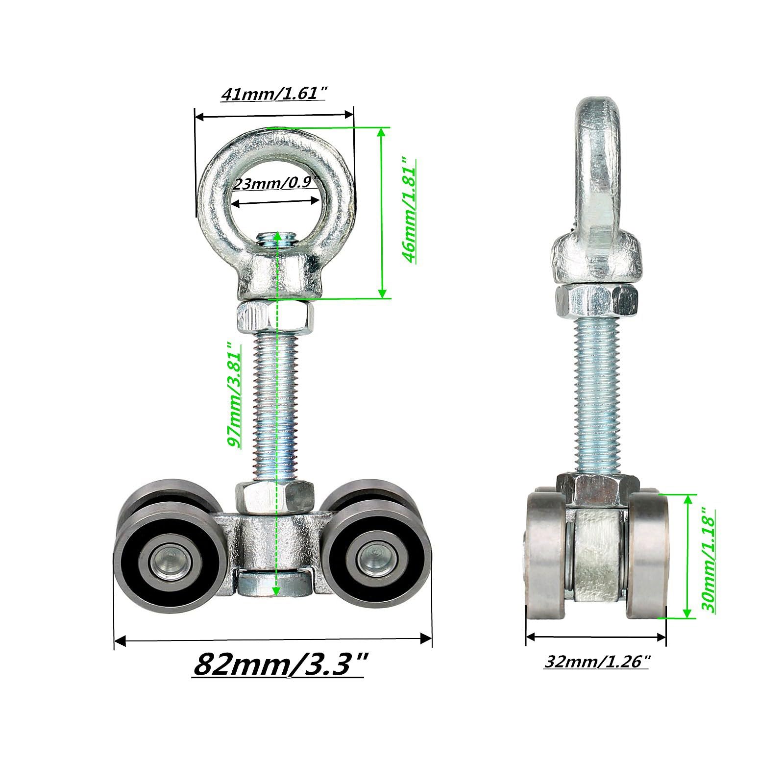 BiJun Rouleaux d'assemblage de chariot à 4 roues – Rouleau robuste de 294,8 kg avec boulon M12 et écrou à œillet de levage – Convient aux canaux de entretoise de 4,8 cm de large/plus haut (A2)
