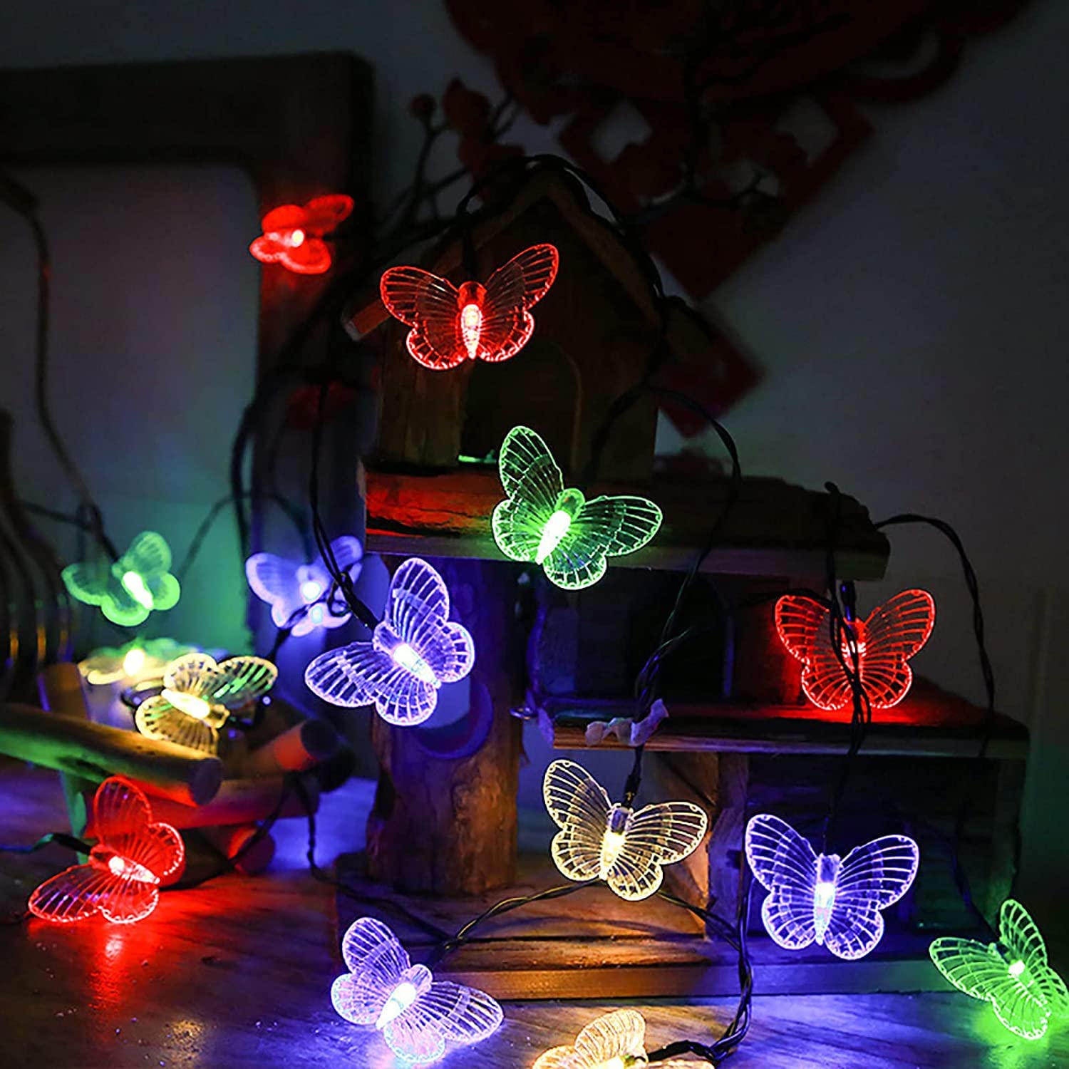 KINGCOO Butterfly String Lights, Waterproof 20FT 30Led Butterfly Shape Solar Powered Fairy String Lights 8 Mode for Outdoor Garden Summer Party Wedding Christmas Decoration(Multicolor) — image 1