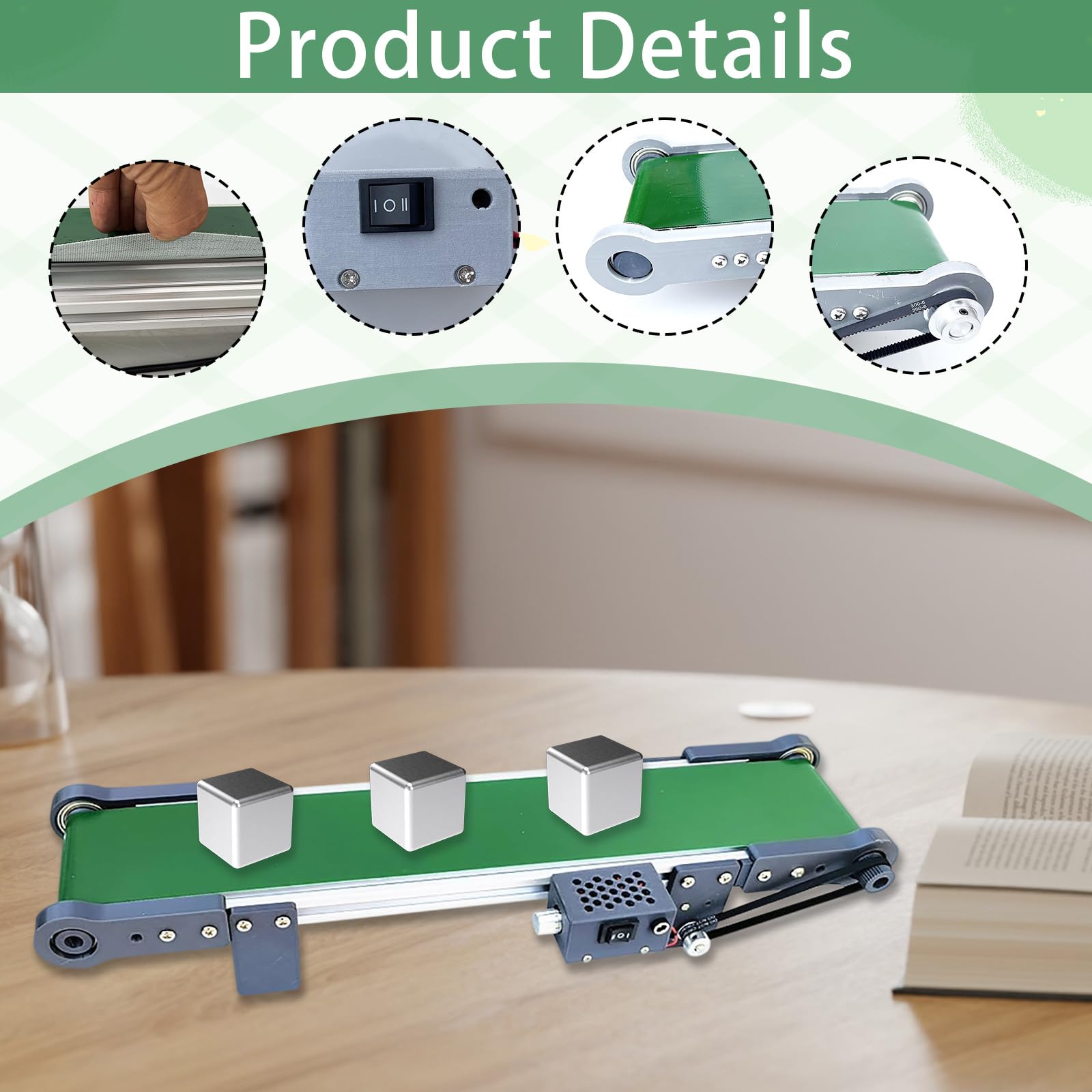 Nastro Trasportatore, Trasportatore Elettrico Tavolo Mini Trasportatore Tavolo Piccolo 50 Cm Supporta La Marcia Avanti E Indietro Velocità Regolabile Ca 100-240V Per Piccole Linee Produzione