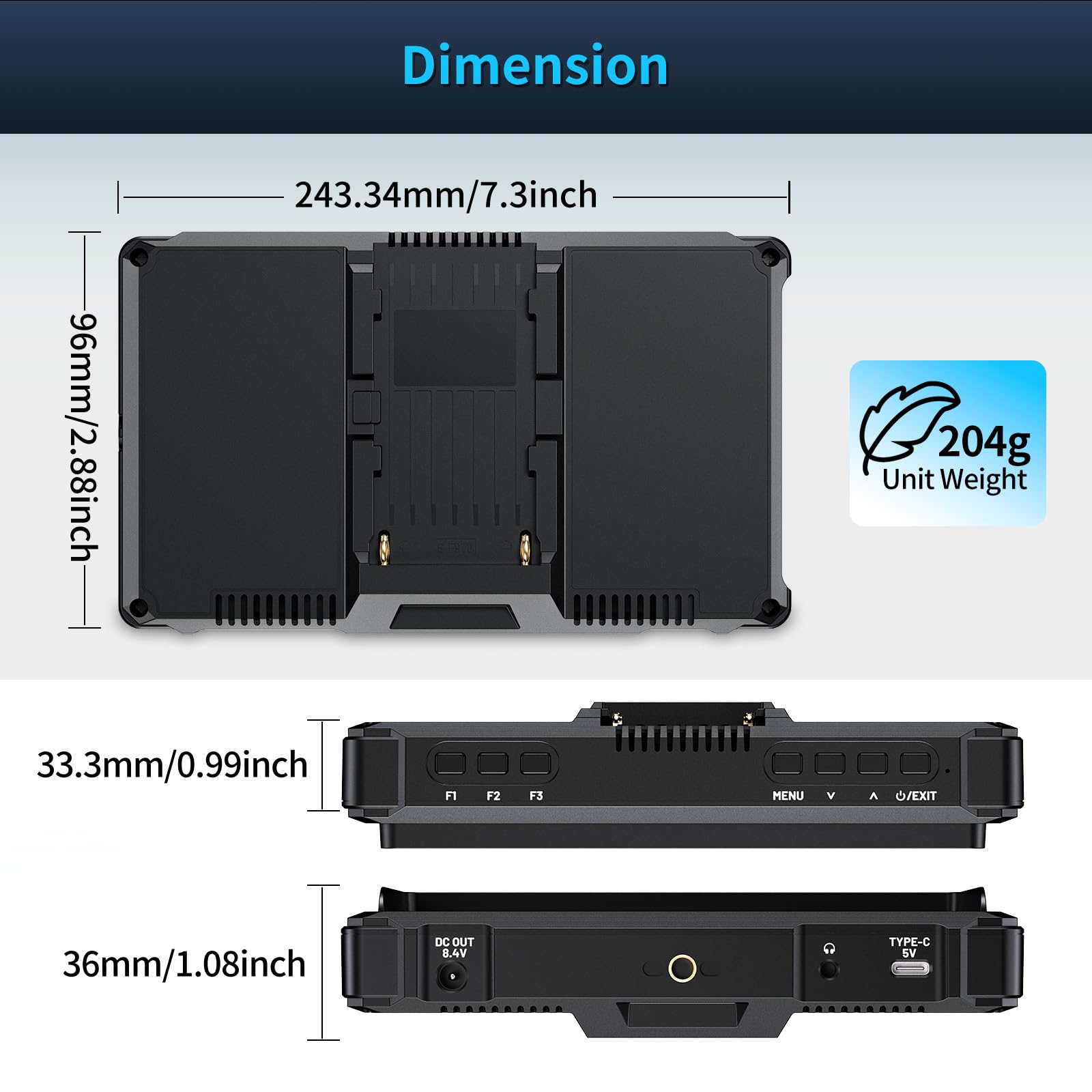 FEELWORLD FW568 PRO 6 1200nits Monitor da campo per fotocamera da pollici, 1920x1080 1200nit DSLR Video Monitor con 4K HDMI in/out, forma d'onda, LUT 3D, include batteria F750 4400mAh e borsa per il