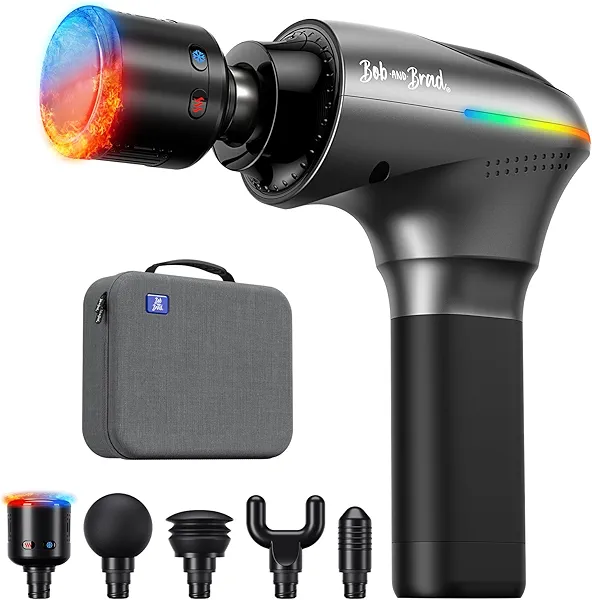 BOB AND BRAD A2 Pro Massage Gun with Heat and Cold Therapy, Professional Percussion Massage Gun Deep Tissue for Athletes Home Gym, Portable Muscle Massager with Force Sensor Light, Ideal Gif