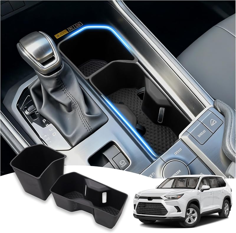 Inserções de porta-copos do console central Autorder para Toyota Grand Highlander 2024 a 2026 – 2 unidades