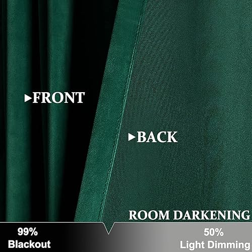 Miniatura 4 de Cortinas de terciopelo verde de 84 pulgadas de largo, cortinas verdes de lujo, cortinas de bloqueo de luz con bolsillo para cortinero, para sala de