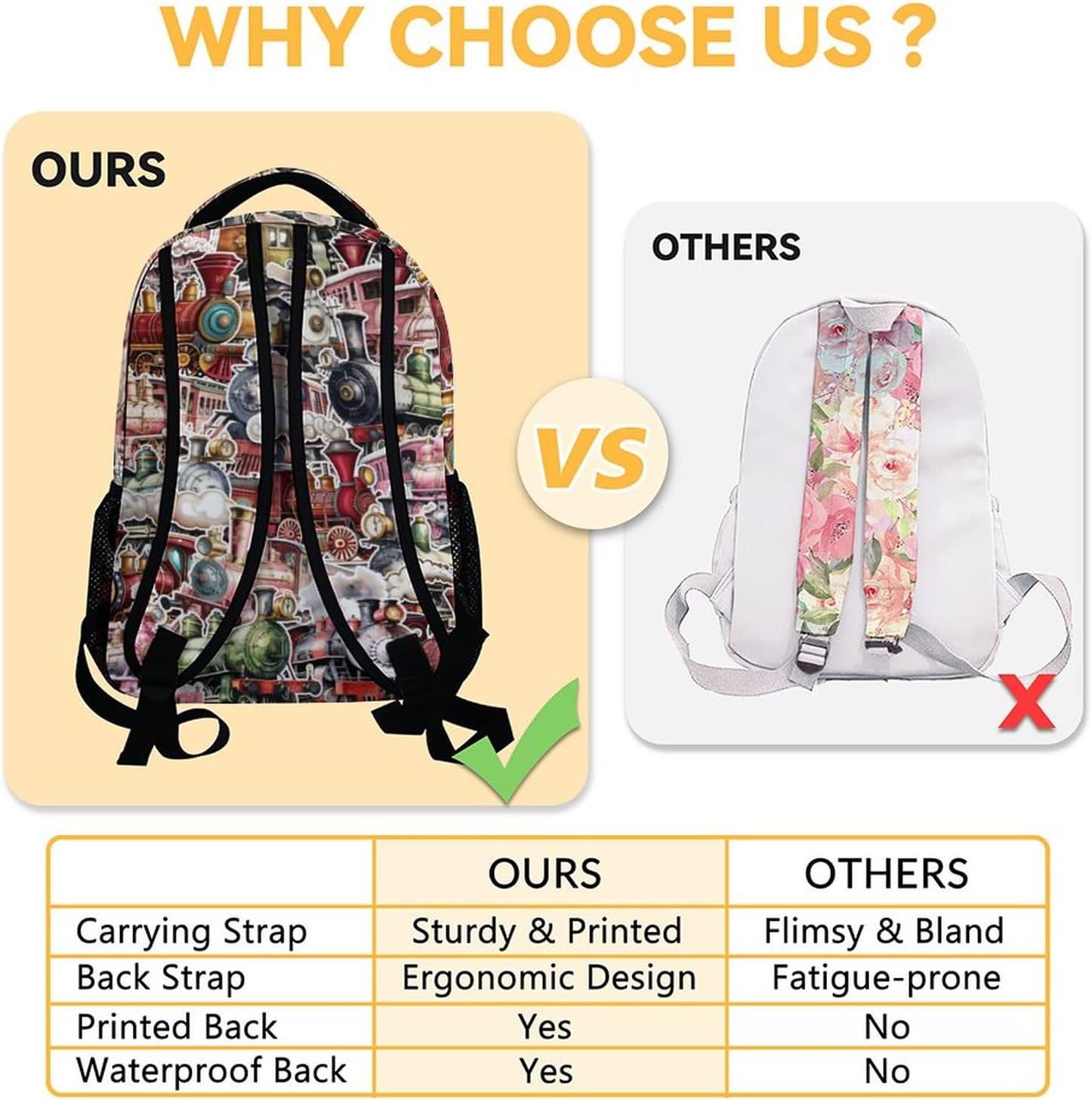Personalized Train School Backpack for Kids, 16 Inch Backpacks for Boys, Cartoon, Durable, Lightweight, Large Capacity Bookbag for Travel