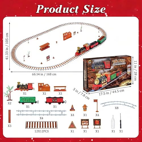 Miniatura 2 de Juegos de trenes navideños para alrededor del árbol, juego de tren eléctrico para niños de 4 a 8 años con sonidos, luces y humo, juego de tren