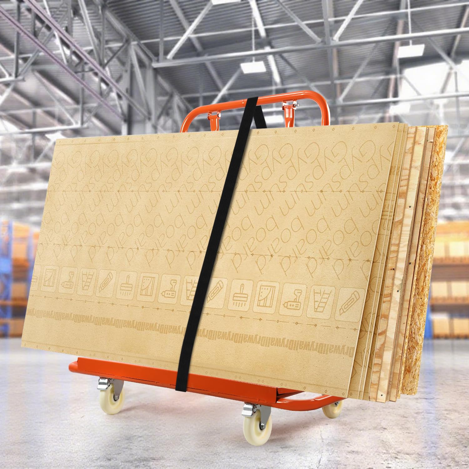Carrello a pannello fino a 1000 kg, 115 x 56 x 119 cm, con spina, supporto per il trasporto, in acciaio Q235, arancione