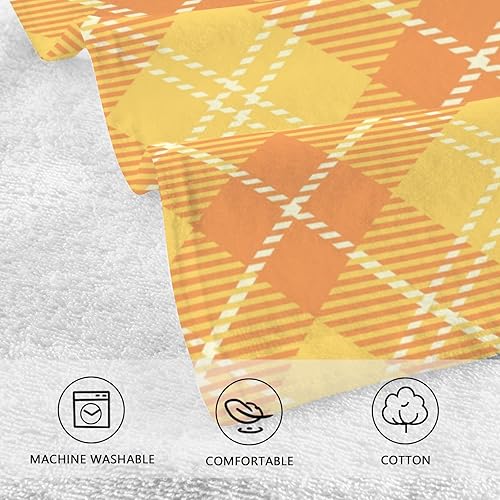 Miniatura 4 de Juego de 2 toallas de mano a cuadros naranjas, altamente absorbentes, suaves de algodón puro, para baño, piscina, playa, deportes, 16 x 28 pulgadas