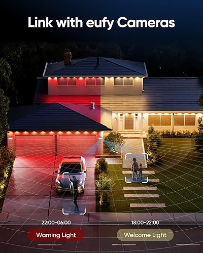 Miniatura 6 de eufy Luces permanentes para exteriores E120, 100 pies con 60 luces LED RGB y alero blanco cálido, control de aplicación, diseño de luz AI, temas