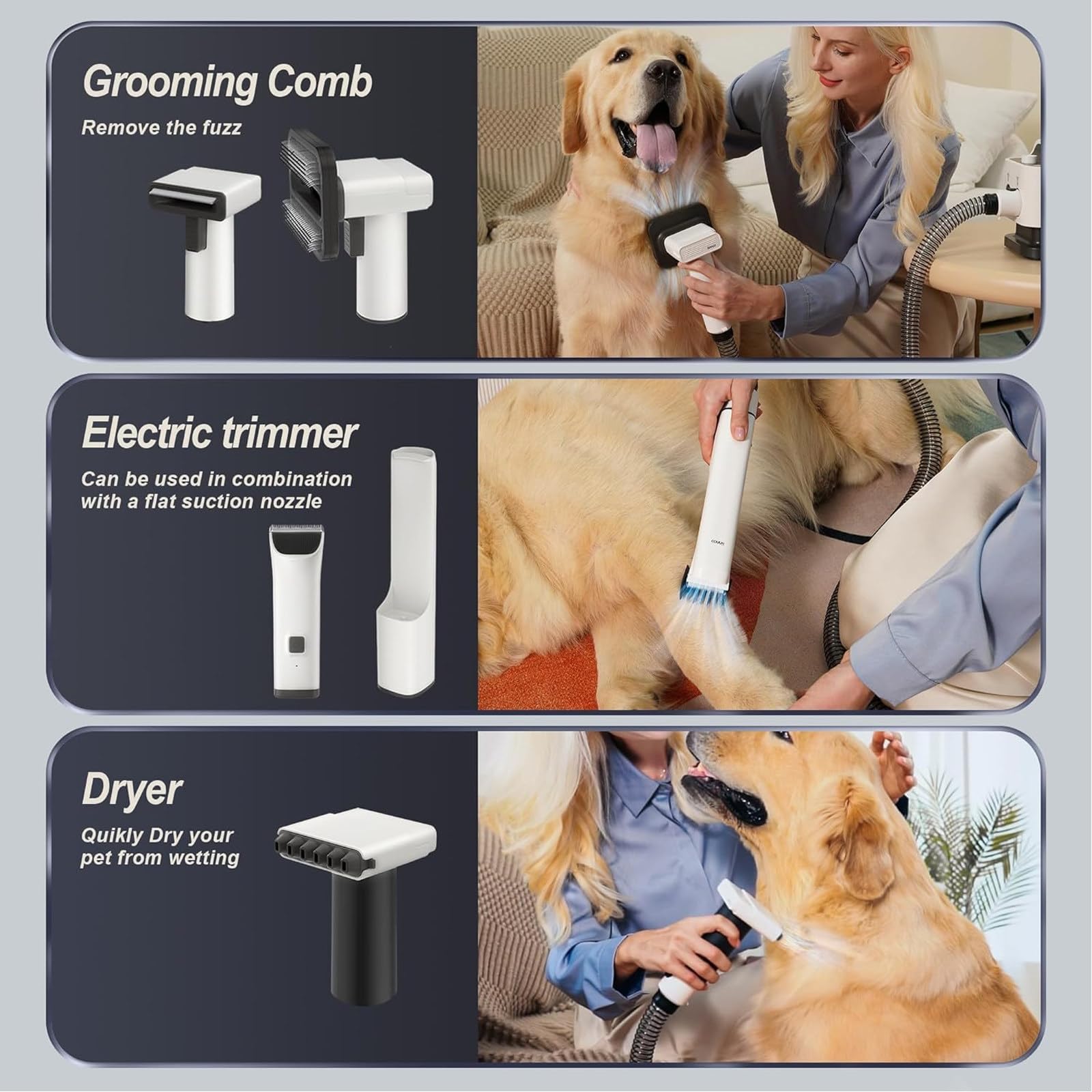 Professionelles Staubsauger-Pflegeset FüR Haustiere, Mit Staubsauger Und Trimmer, 5 Pflegefunktionen, 1,8 L GroßEr StaubbehäLter, FüR Die Fellpflege Von Katzen/Hunden