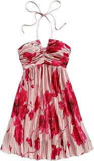 Women's Tie Dye Cami Dress Halter Backless Sleeveless A Line Short Summer Dresses Sundress - Buy now