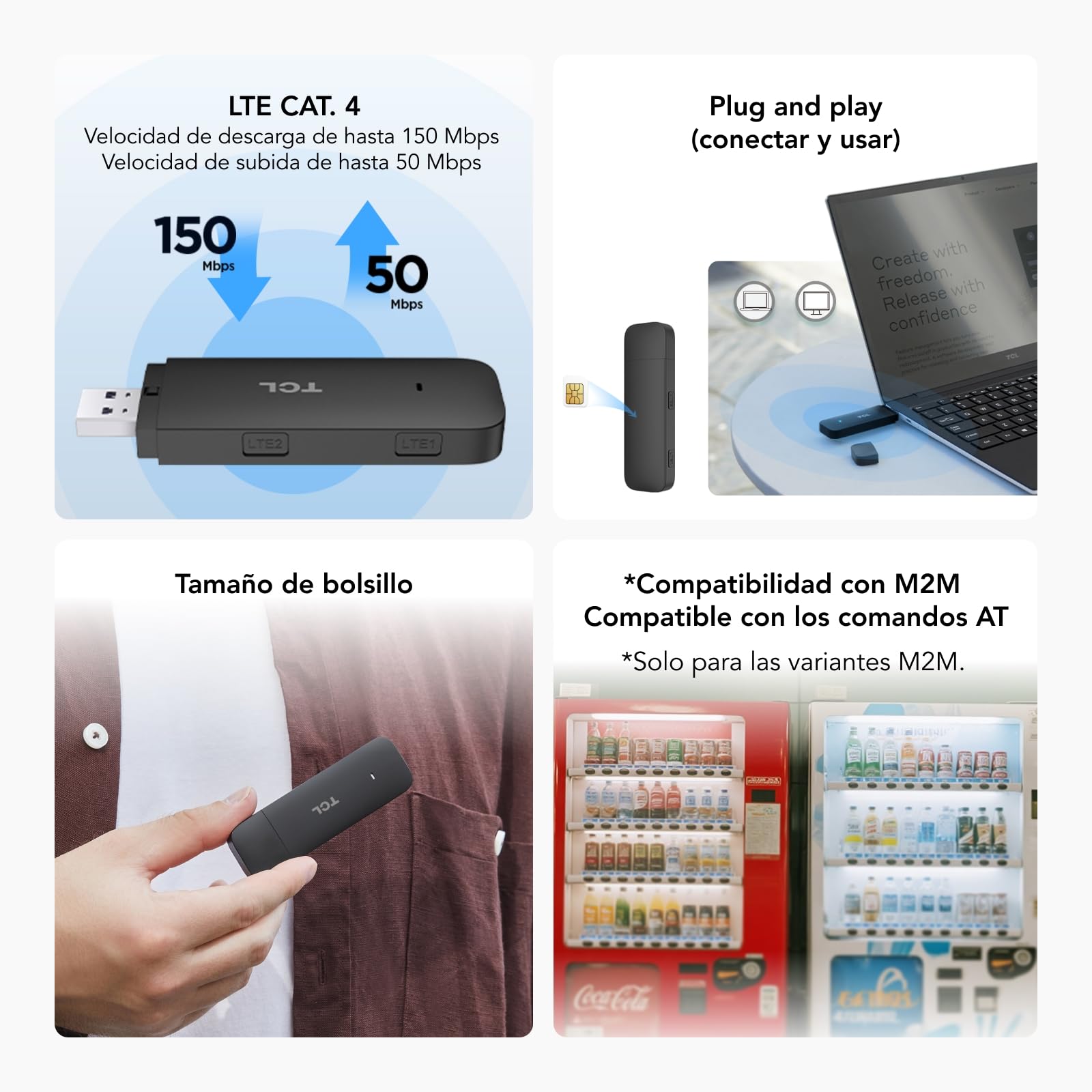 TCL LINKKEY IK41 - Dongle USB 4G LTE para Disfrutar de Internet rápido y de Forma portátil