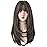 7JHH WIGS Hair Dye Wig for Women Synthetic Hair Natural Long Straight Wig With Bangs (22inch, Cold brown)