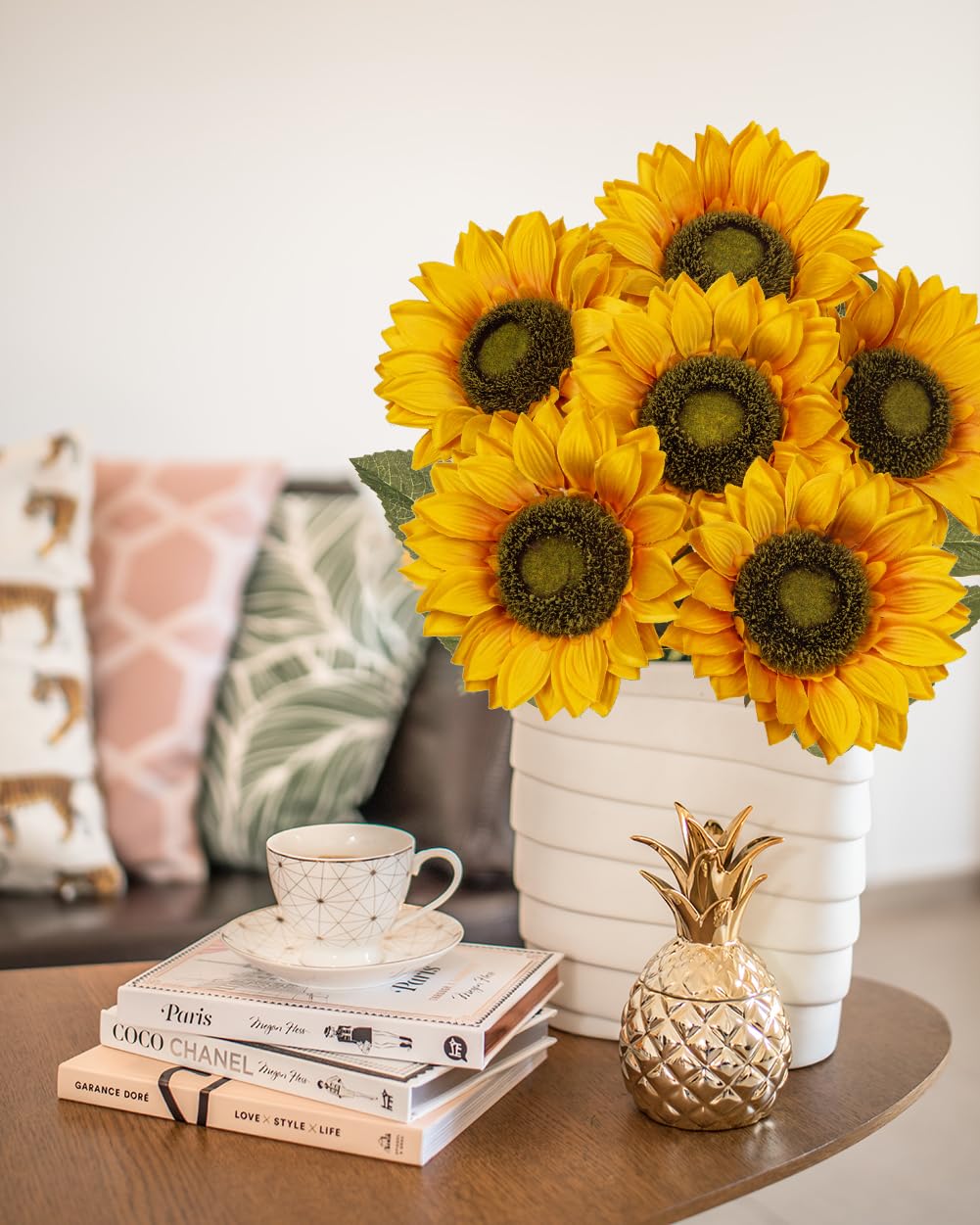 Large Artificial Sunflowers - 6-Pack 26" Tall Silk Sunflowers With Stems For Home, Wedding & Fall Decor