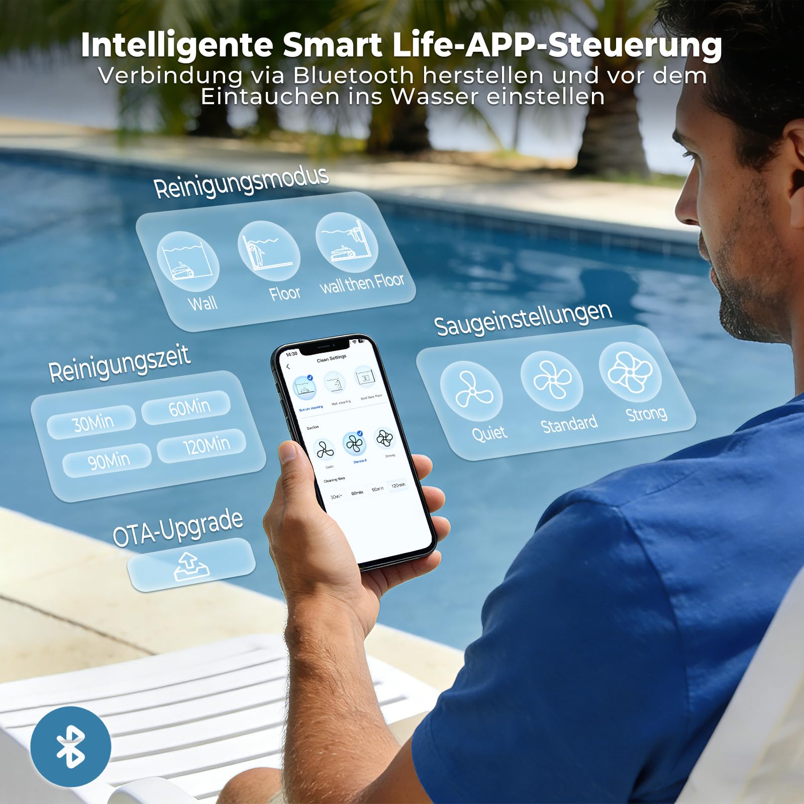 (2026 Upgrade) PC20 Poolroboter Boden und Wand, Wasserlinienreinigung, Intelligenter Navigation, 18927LPH Leistungsstarker Poolsauger mit App-Steuerung, Poolsauger für Pools bis zu 170㎡