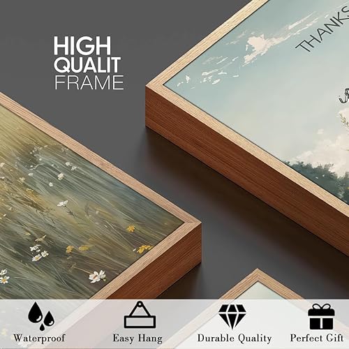 Miniatura 10 de Anyzal Lienzo abstracto enmarcado para pared, arte de pared de naturaleza moderna, 3 piezas de arte gris neutro para sala de estar, dormitorio,