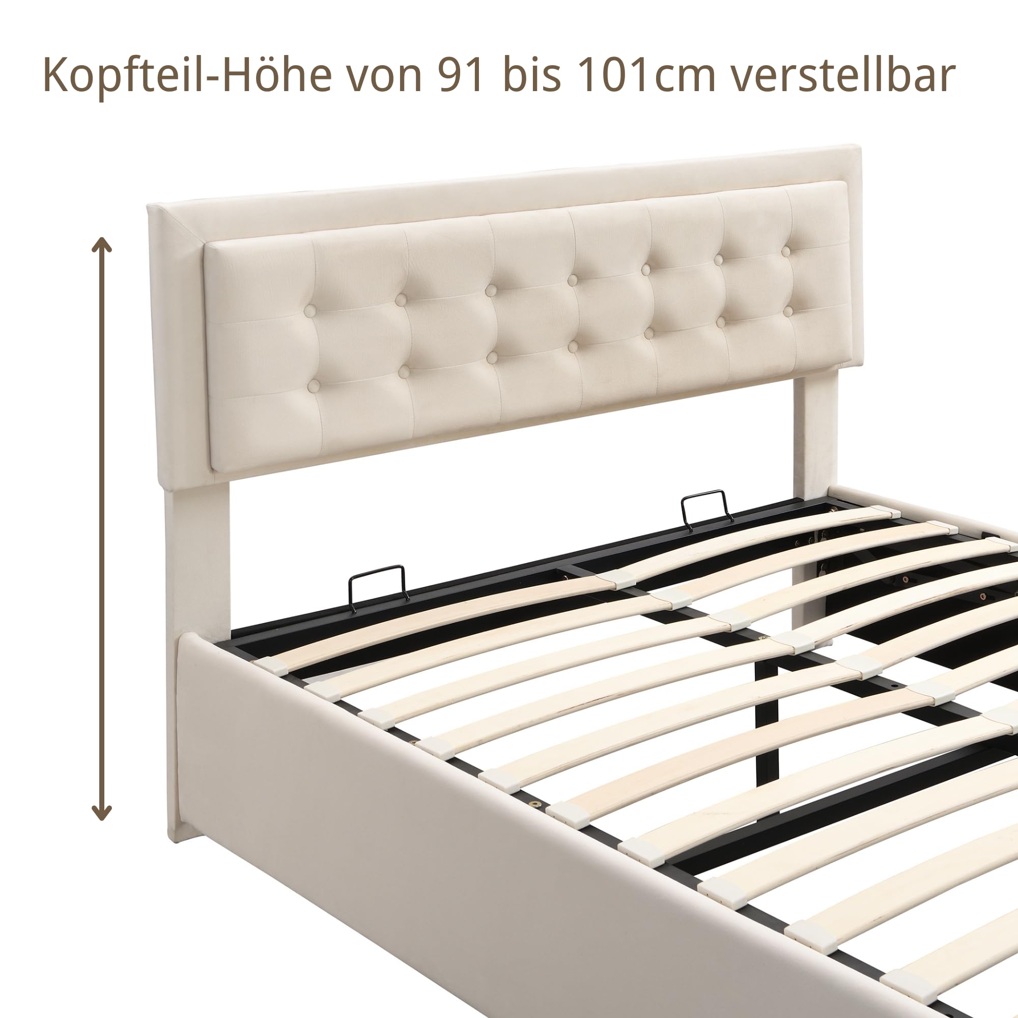 Cama con somier de 160 x 200 cm con espacio de almacenamiento y 2 cajones, cama doble vintage de terciopelo, altura del cabecero ajustable, cama acolchada hidráulica sin colchón