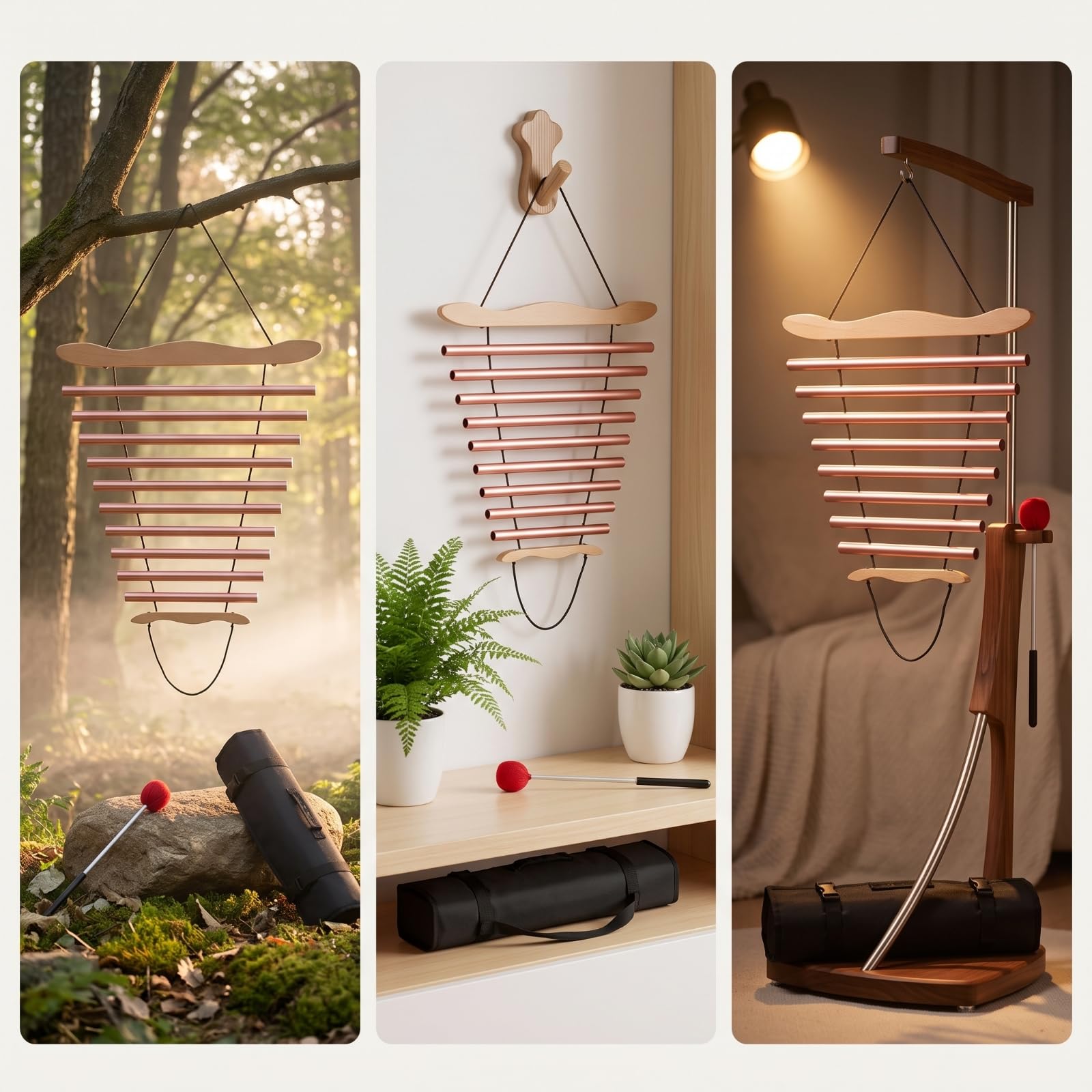 Eólica Viento 9 Notas Horizontal Eólica Viento con Sonido Hermoso Instrumento para Jardín, Rosa