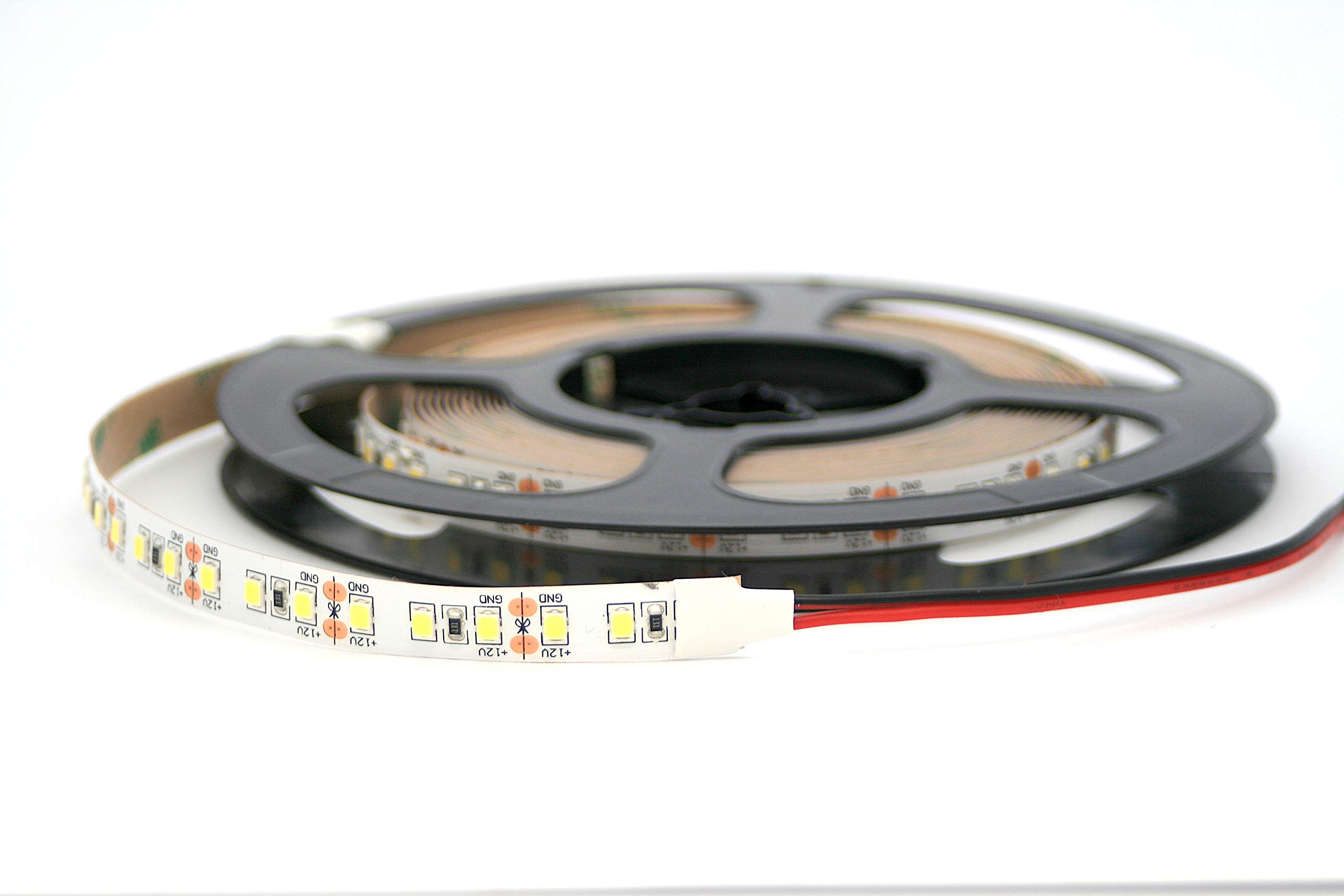 Rollo de 5 metros de tira de 600 LED 3014 SMD luz monocromática a elegir 5 m 12 V CC con adhesivo 3M Mod. Premium (3000 K luz cálida (blanco cálido)