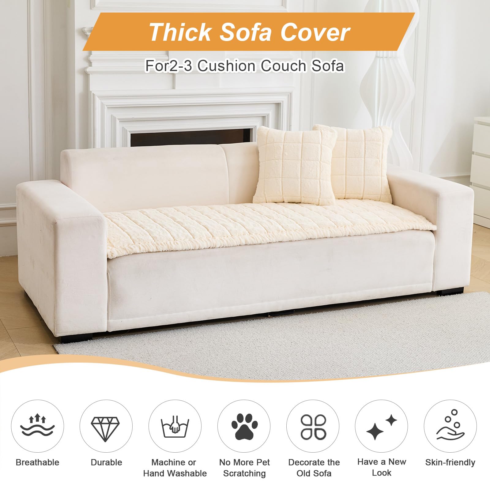 GKXLH Thick Sofa Cover, New Soft Faux Mink Velvet Plush Universal Sofa Covers 2 3 4 Seater, Non-Slip Sofa Slipcovers Washable - Image 4