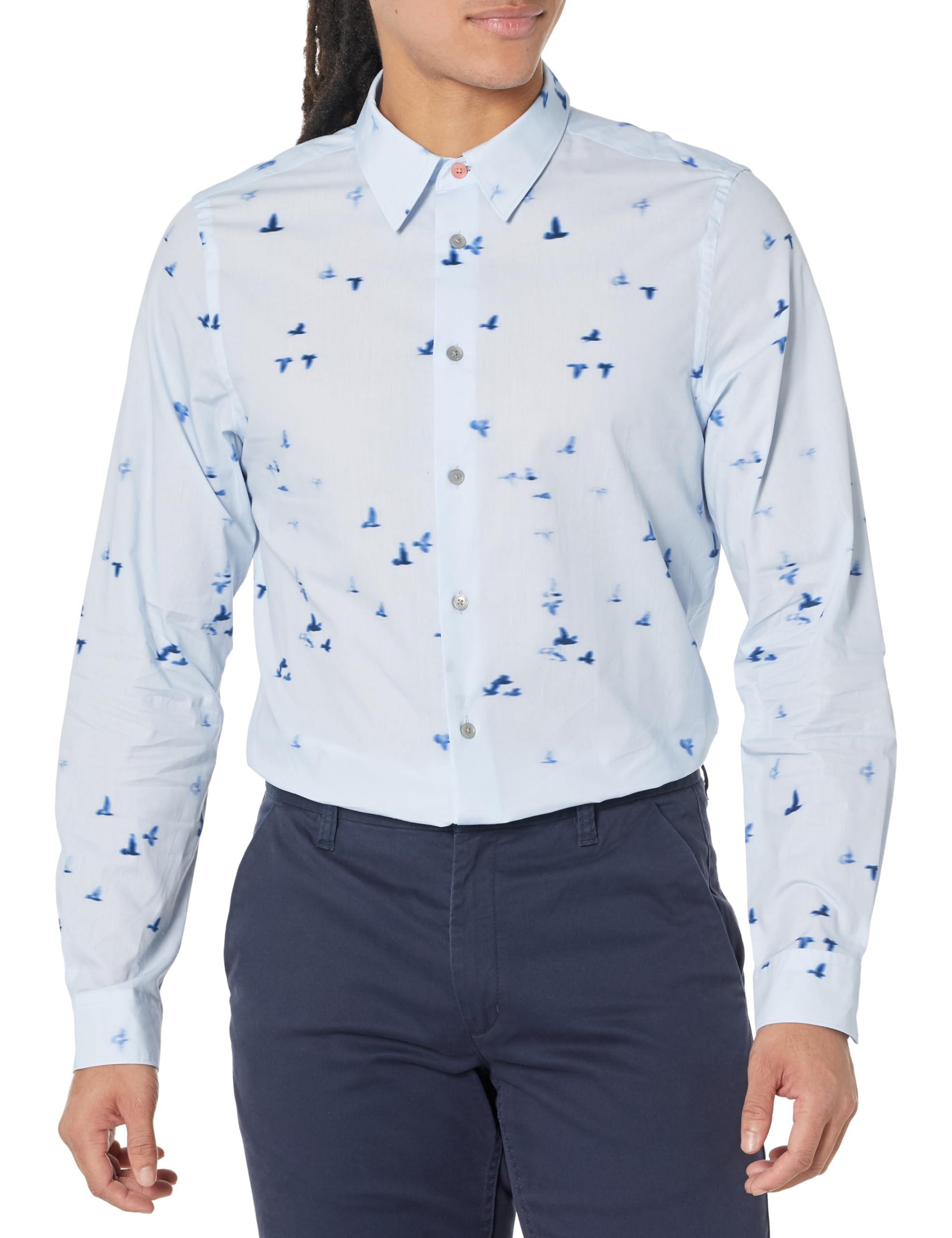 PS Paul Smith mens Ps Paul Smith Men's Long Sleeve Tailor Fit Birds Button Down Button Down Shirt