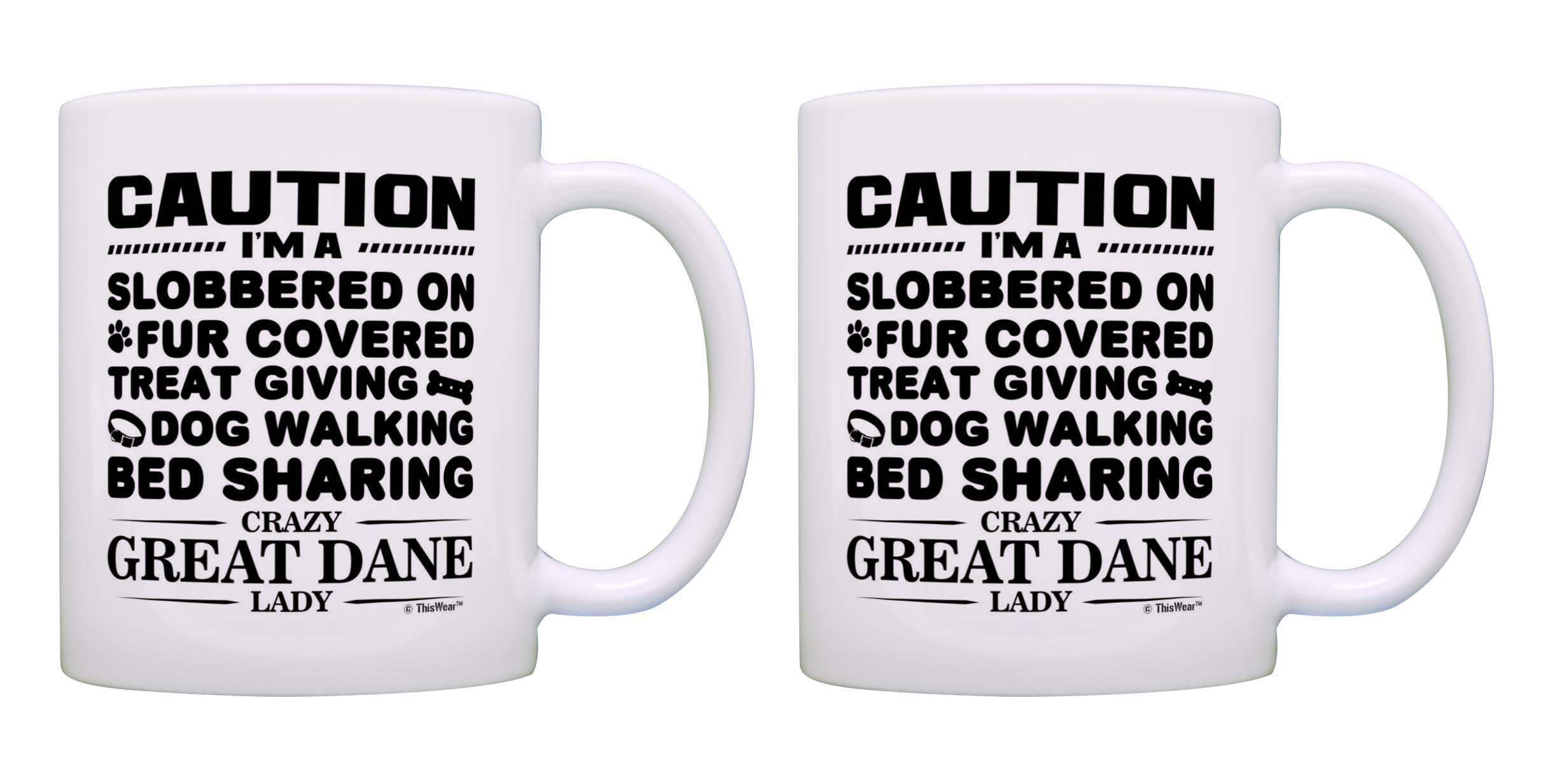 ThisWear Dog Gifts for Dog Lovers Crazy Great Dane Lady Rescue Gifts 2 Pack 11oz Ceramic Coffee Mug Set