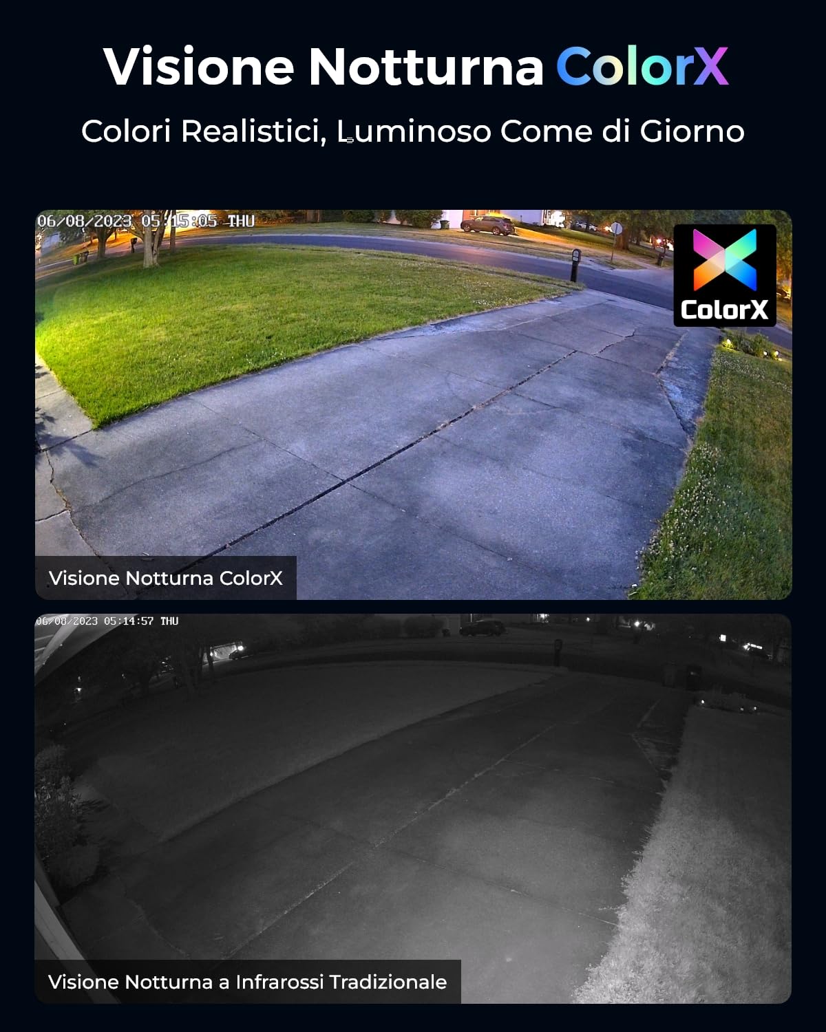 Reolink ColorX Telecamera Wi-Fi Esterno/Interno, Visione Notturna True Color, Apertura F1.0, Sensore 1/1,8", 2K Videocamera Sorveglianza WiFi, Rilevamento Intelligente, Audio a 2 Vie, CX410W