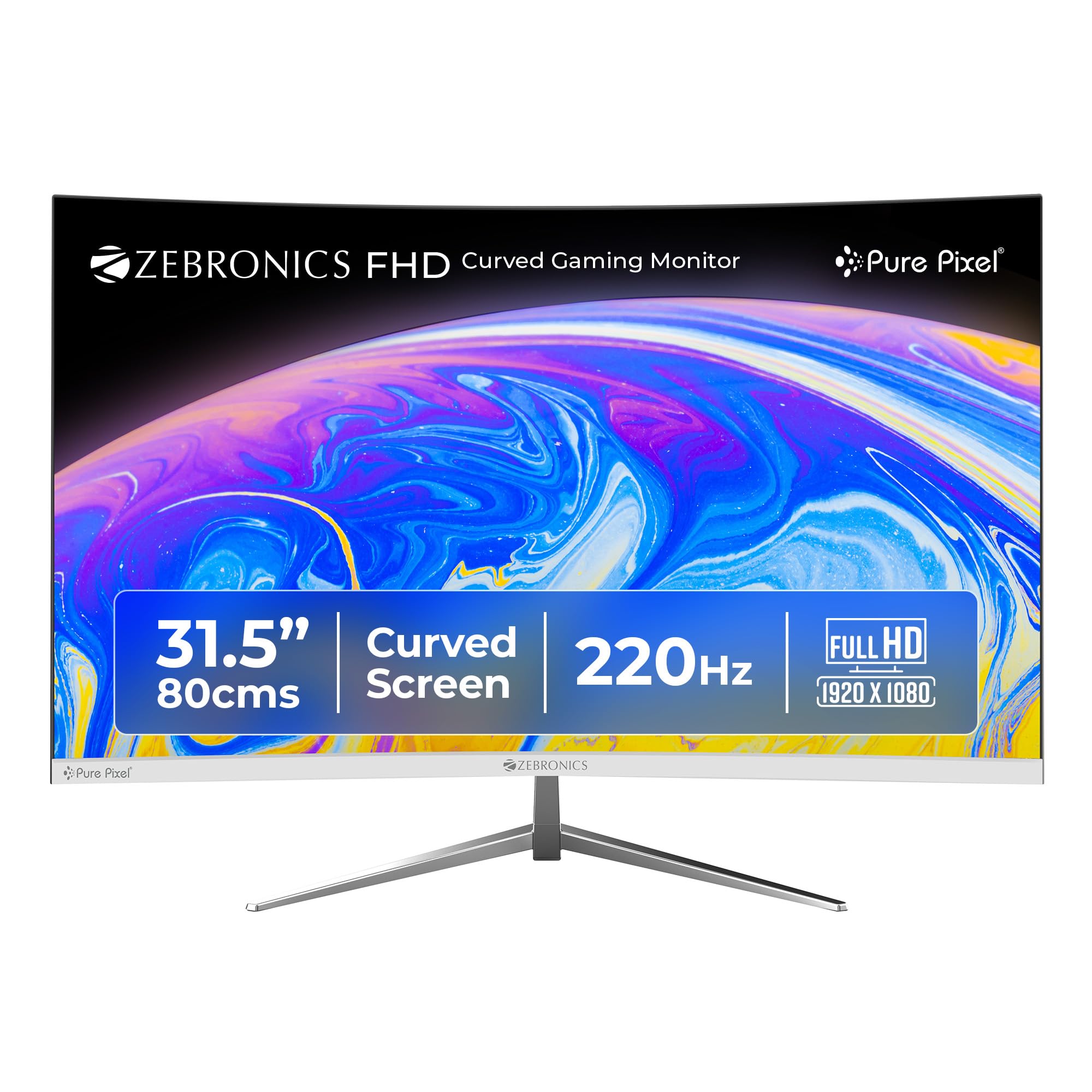 Zebronics 31.5 Inch FHD Curved Gaming Monitor with 240Hz, 300 nits, 1ms MPRT, HDR10, 1080p, Adaptive Sync, HDMI & DP Port, USB, Built-in Speakers, Wall Mountable, Bezel-Less Design (AC32FHD)-image-4