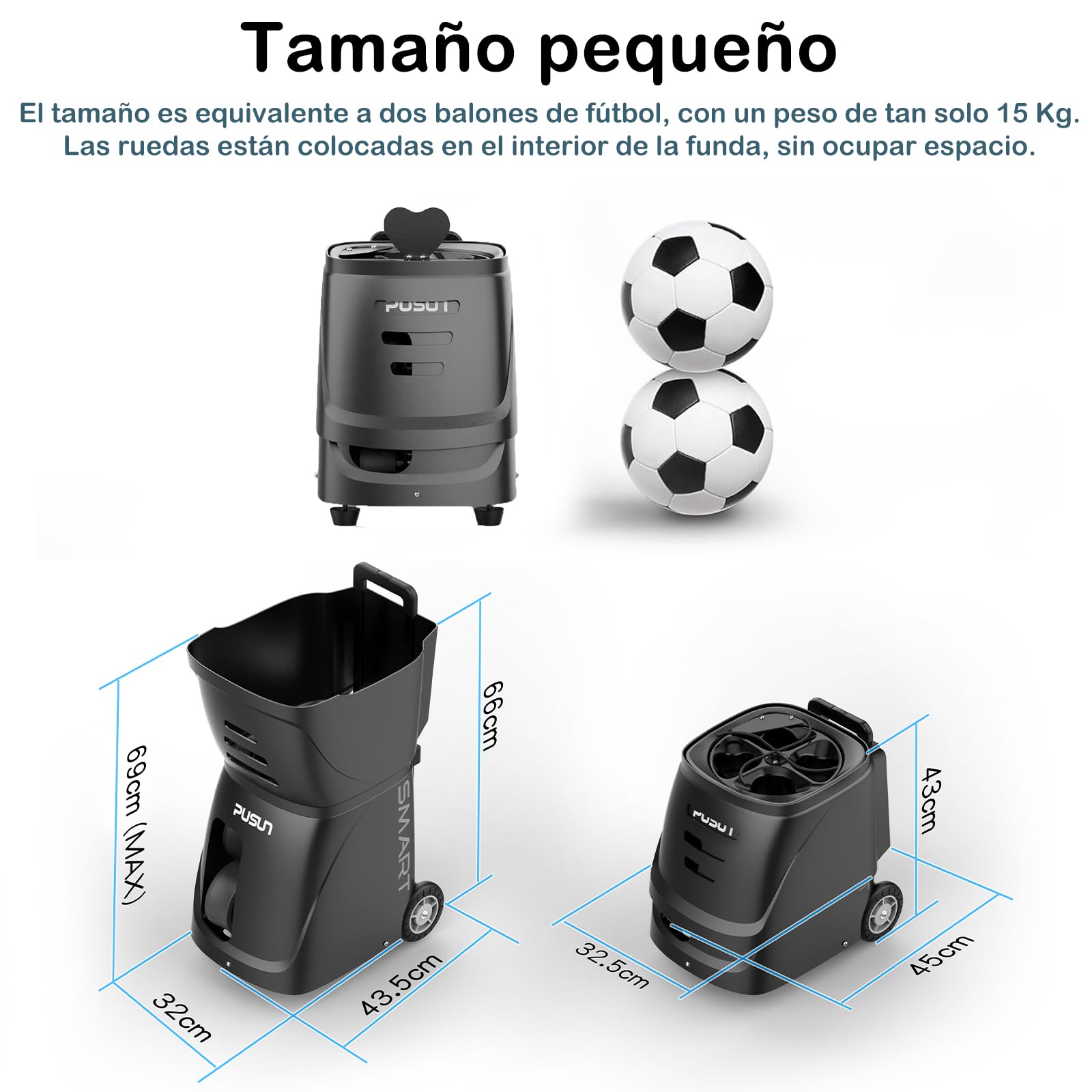 PUSUN PT-Smart-Máquina Lanzapelotas de Tenis Profesional | Control por App | 20 Puntos de Entrenamiento | 4-6 Horas de Batería | Equipo de Entrenamiento Avanzado