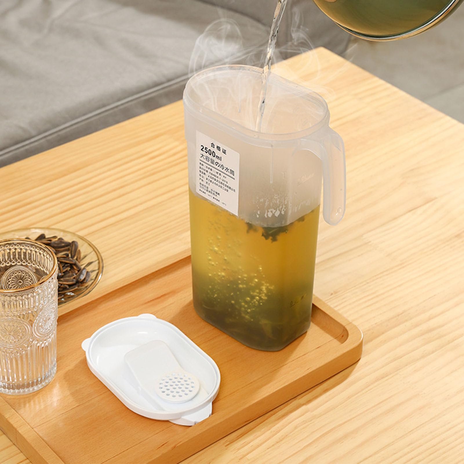 Blue Ice Tea Pichet En Plastique Avec Couvercle Pour Réfrigérateur 5 L